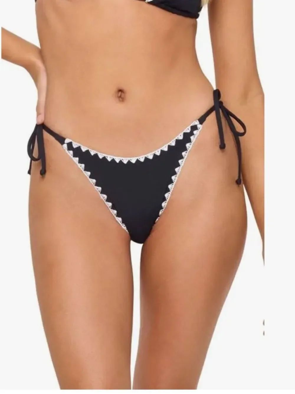 LSPACE Zhara Classic Swim Bottoms, Black/ Cream, Size Large, NWT